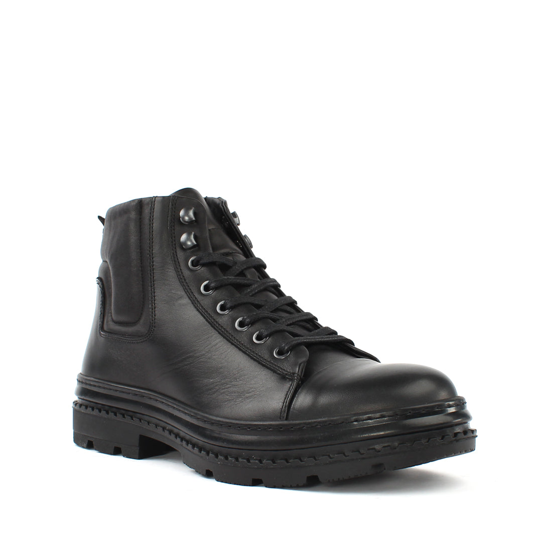 Herren Schwarze Leder-Boots mit robustem Design (550-709)