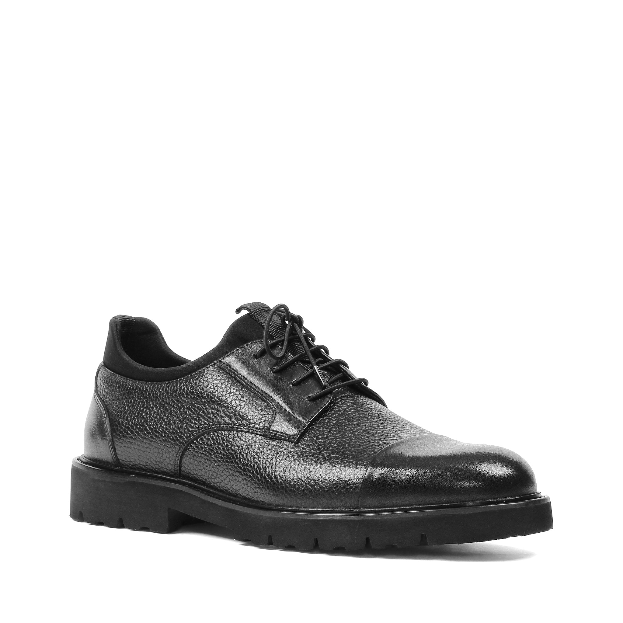 Herren Derby-Schuhe aus schwarzem Leder mit Cap-Toe und EVA-Sohle (395-2891)