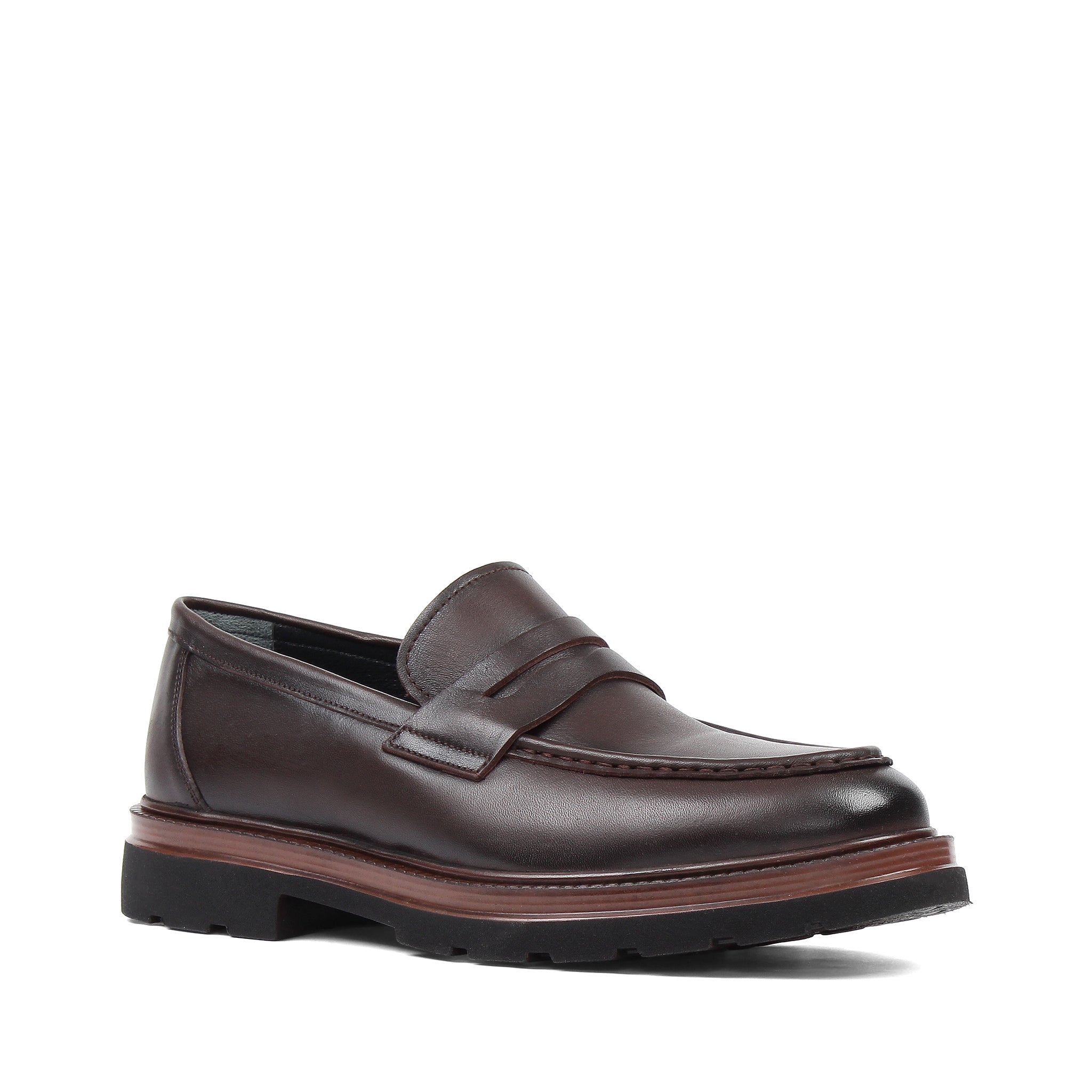Herren Penny Loafer aus braunem Leder mit EVA-Profilsohle (663-460)