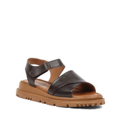 Women’s Brown Leather Velcro Strap Platform Sandals (728-28507)