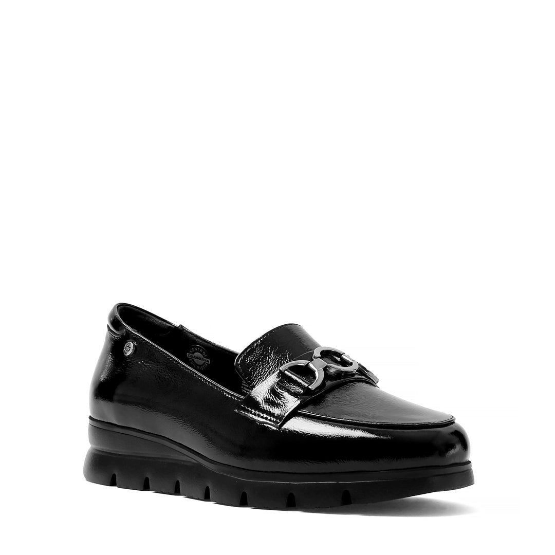 Damen Schwarze Lackleder Loafer zum Hineinschlüpfen (753-31801)