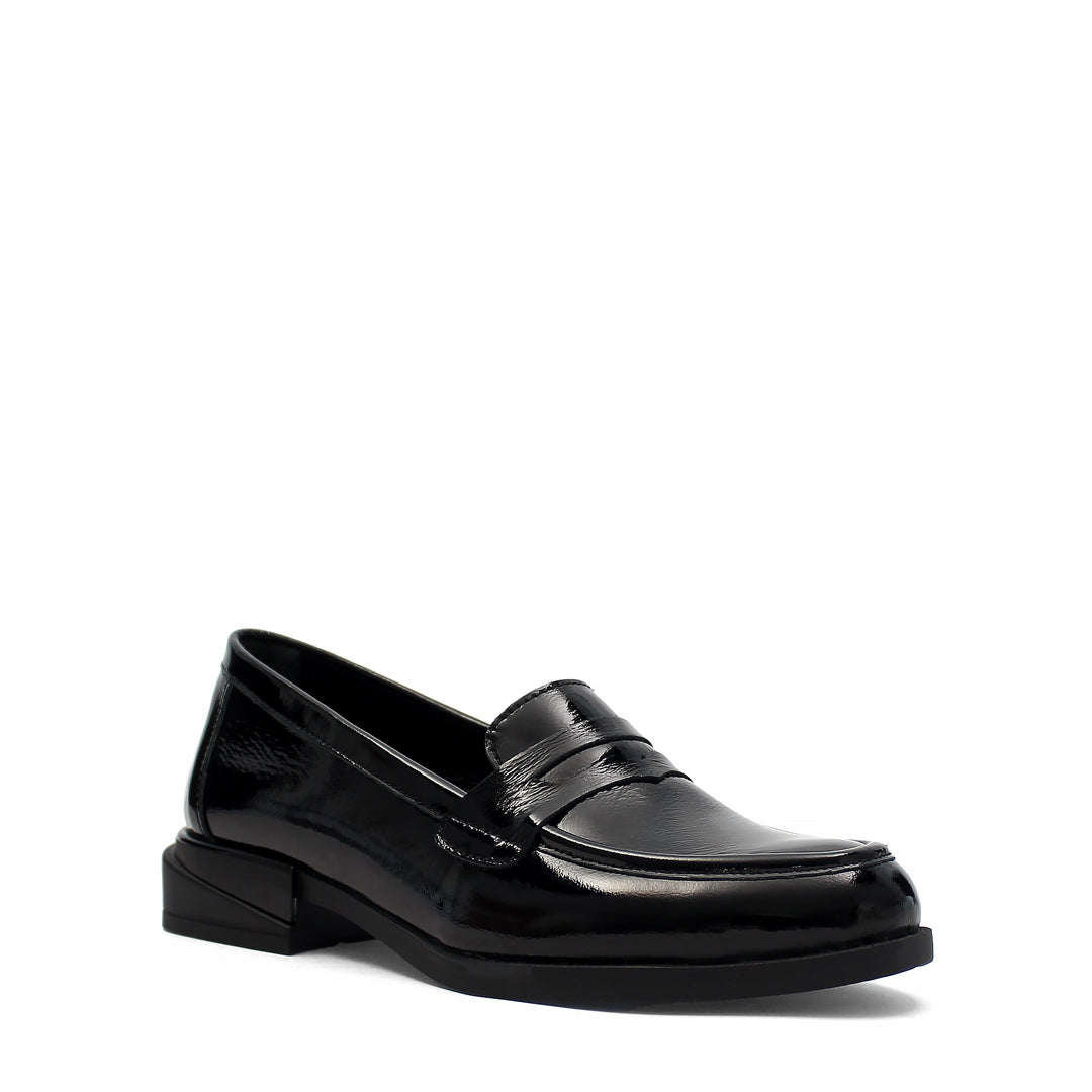 Damen Schwarze Lackleder Loafer (494-25829)
