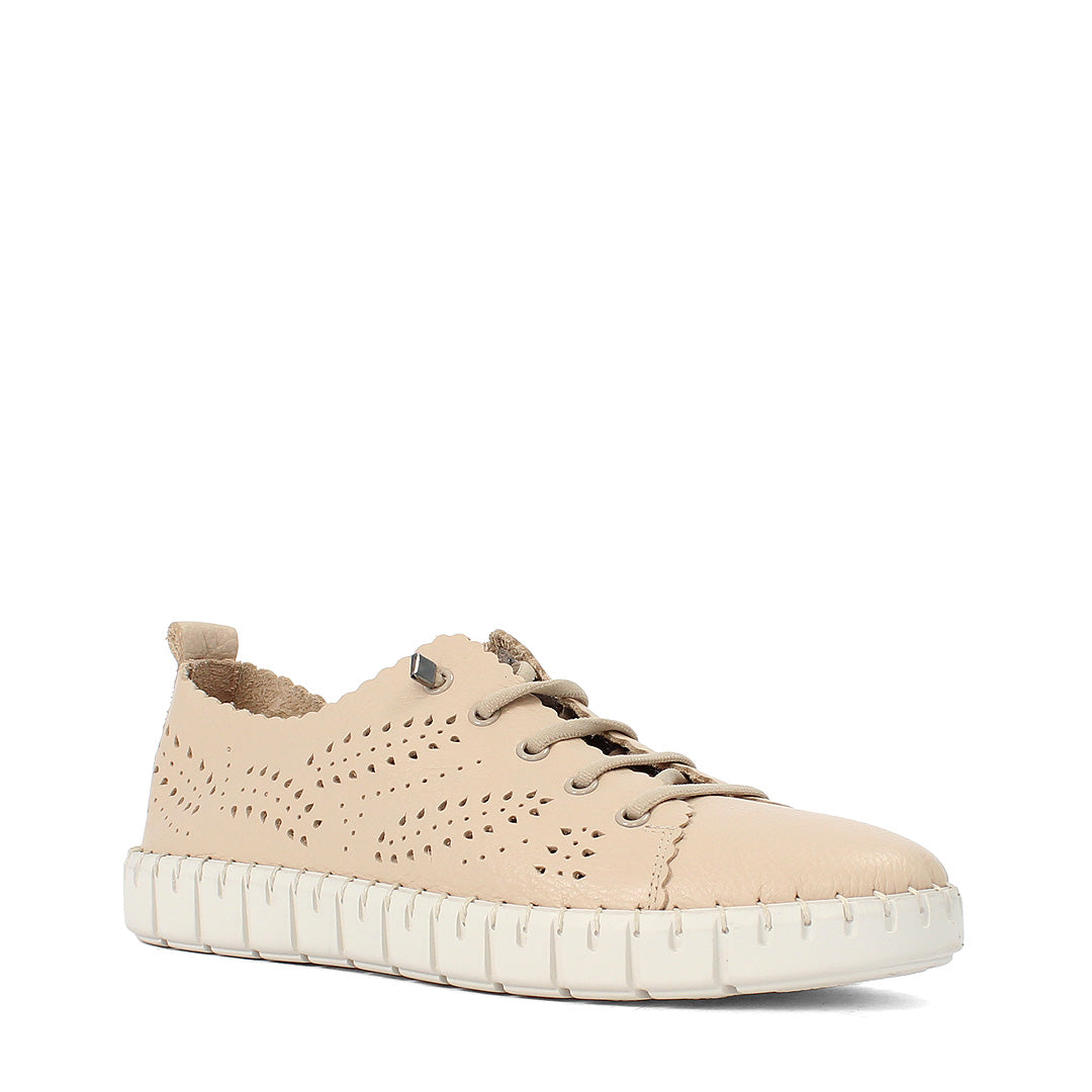 Damen Sneaker aus beigem Leder – Atmungsaktiv & Flexibel (664-25913)