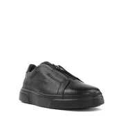 Men's Black Leather Zipper Sneakers (675-117)