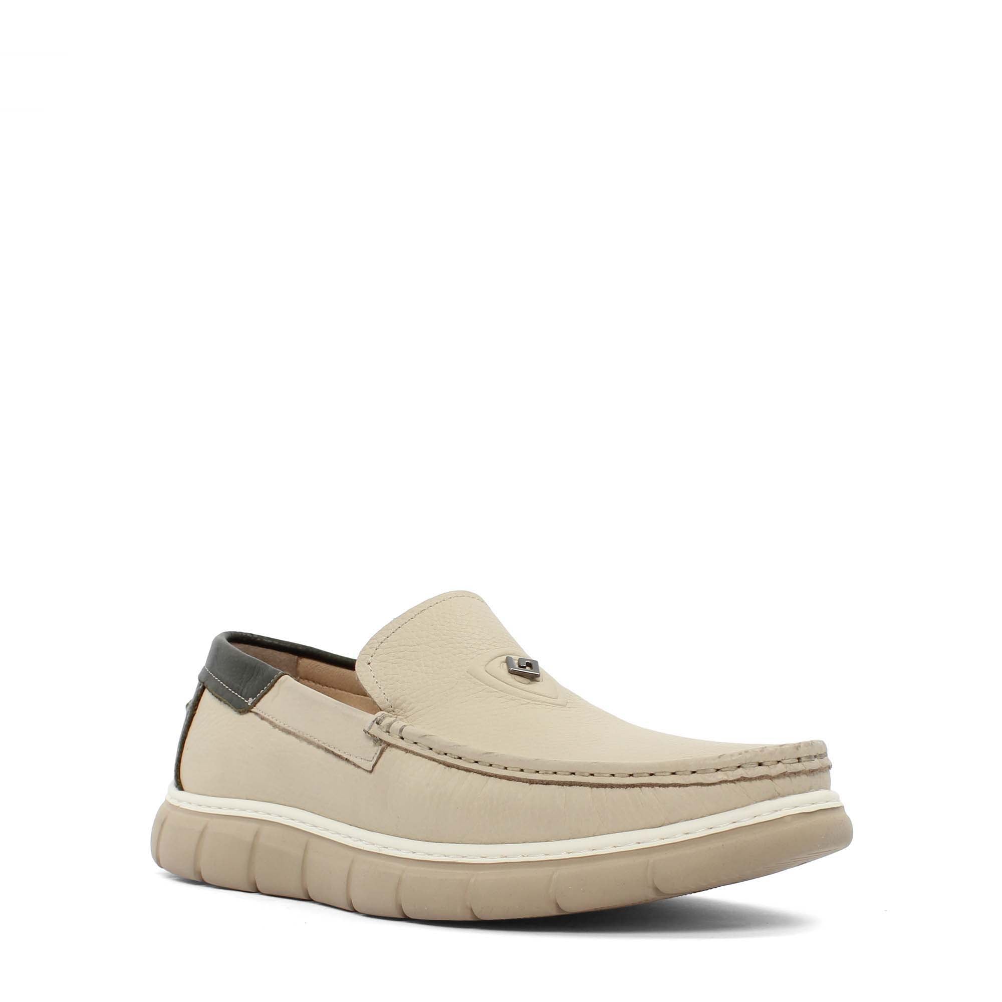 Elegant Leather Loafers for Men – Beige (406-4412)