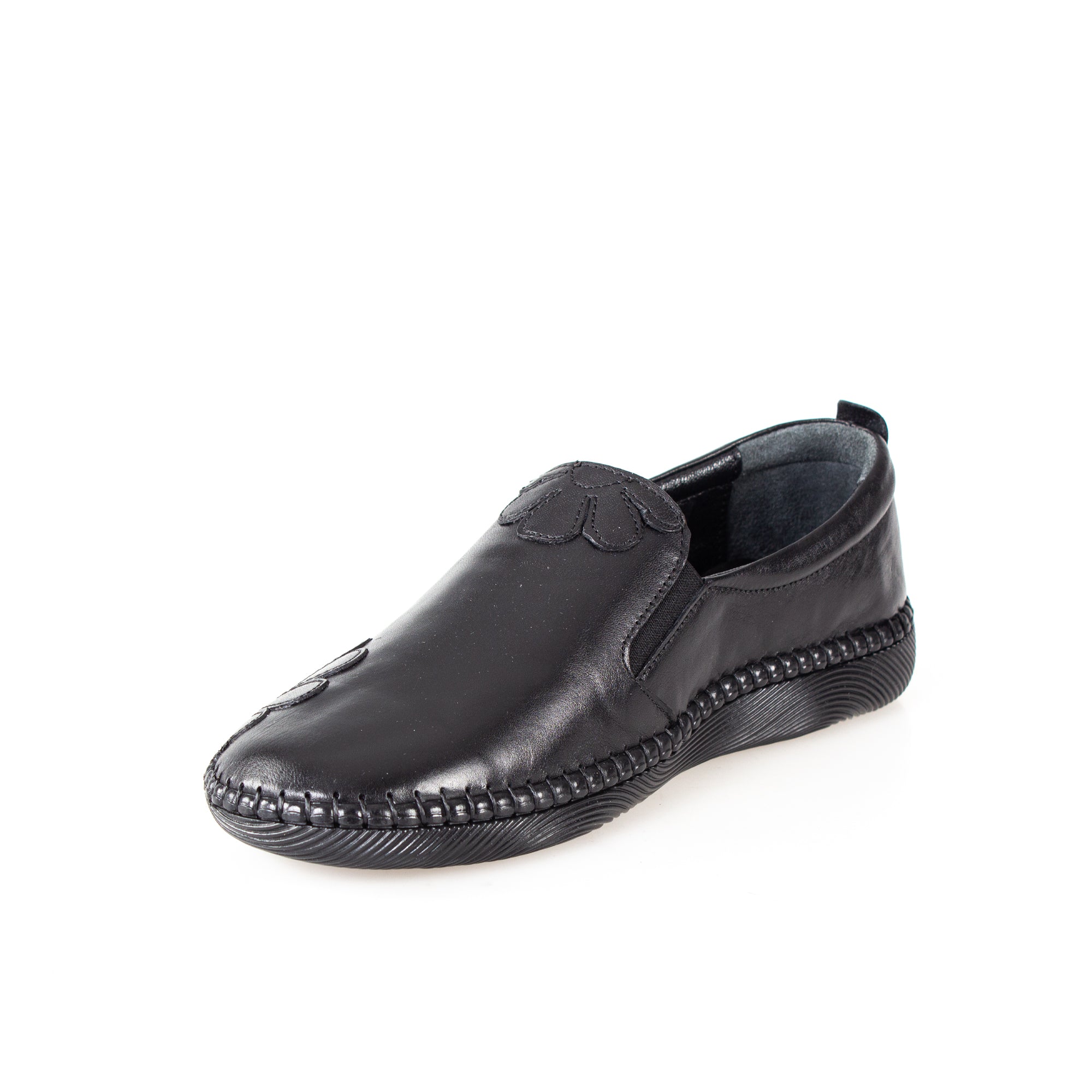 Damen Schwarze Leder-Ballerinas für Freizeit (383-4035)