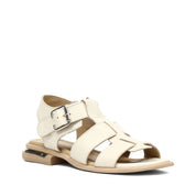 Women’s Beige Leather Velcro Strap Sandals (784-41607)