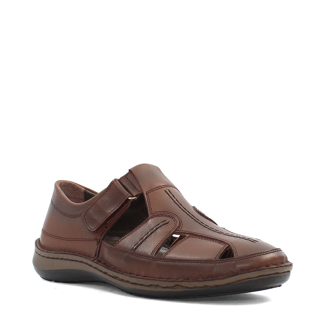 Men’s Brown Leather Fisherman Sandals – Breathable Summer Shoes (763-5301)