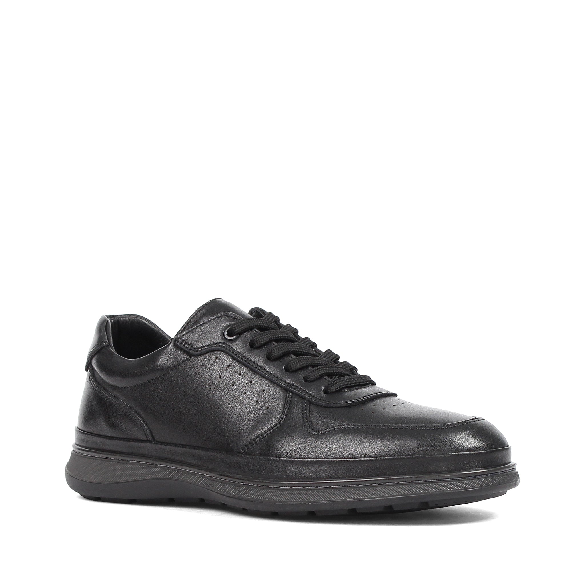 Herren Sneaker aus schwarzem Leder mit Schnürung (550-4764)