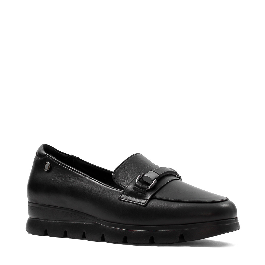 Damen Schwarze Leder Loafer zum Hineinschlüpfen (753-31804)