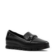 Damen Schwarze Leder Loafer zum Hineinschlüpfen (753-31804)