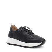 Damen Sneaker Schwarz aus Leder mit Perforation (366-28219)