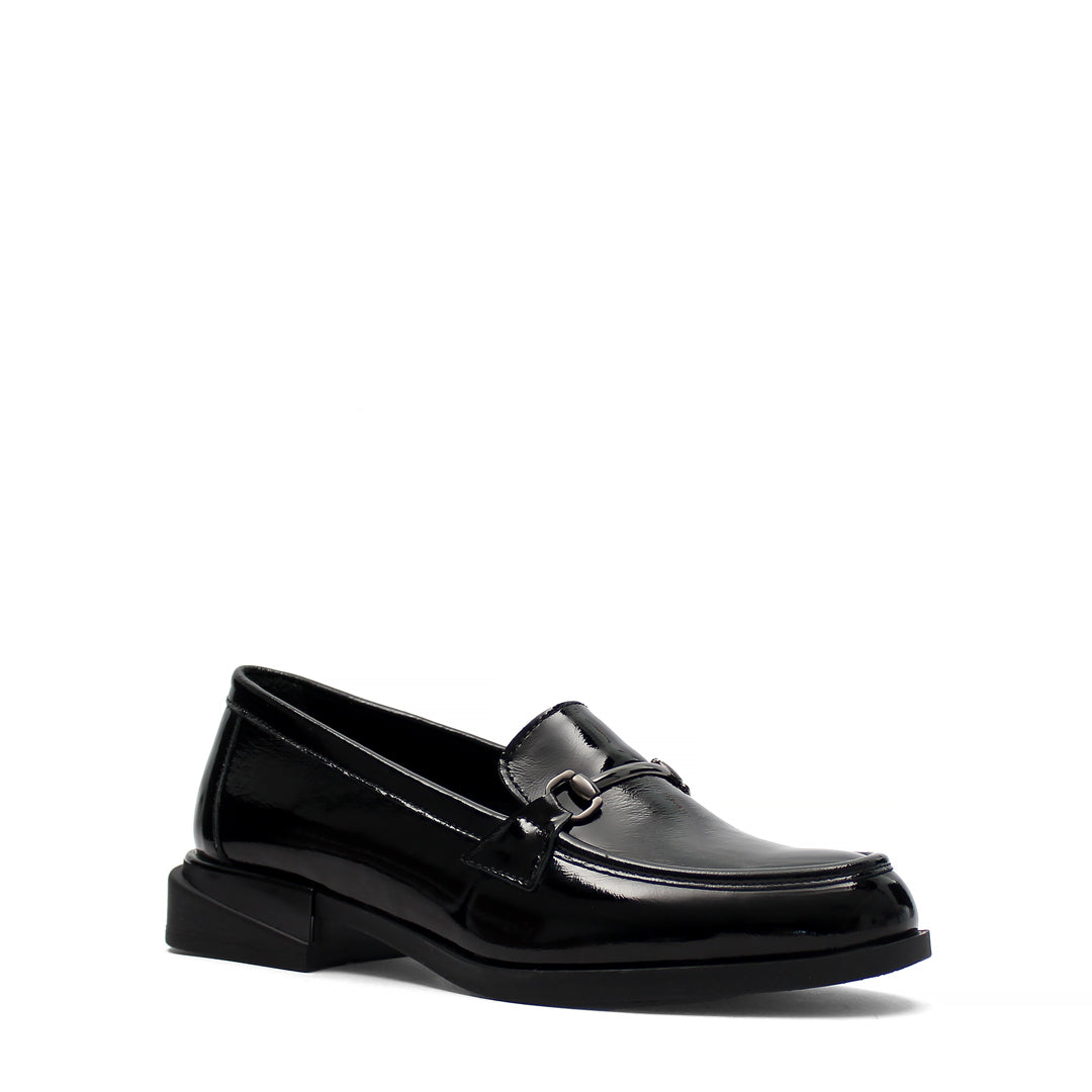Damen Schwarze Lackleder Loafer (494-25828)