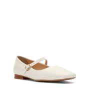 Damen Ballerinas aus Leder in Beige mit Riemenverschluss (085-29403)