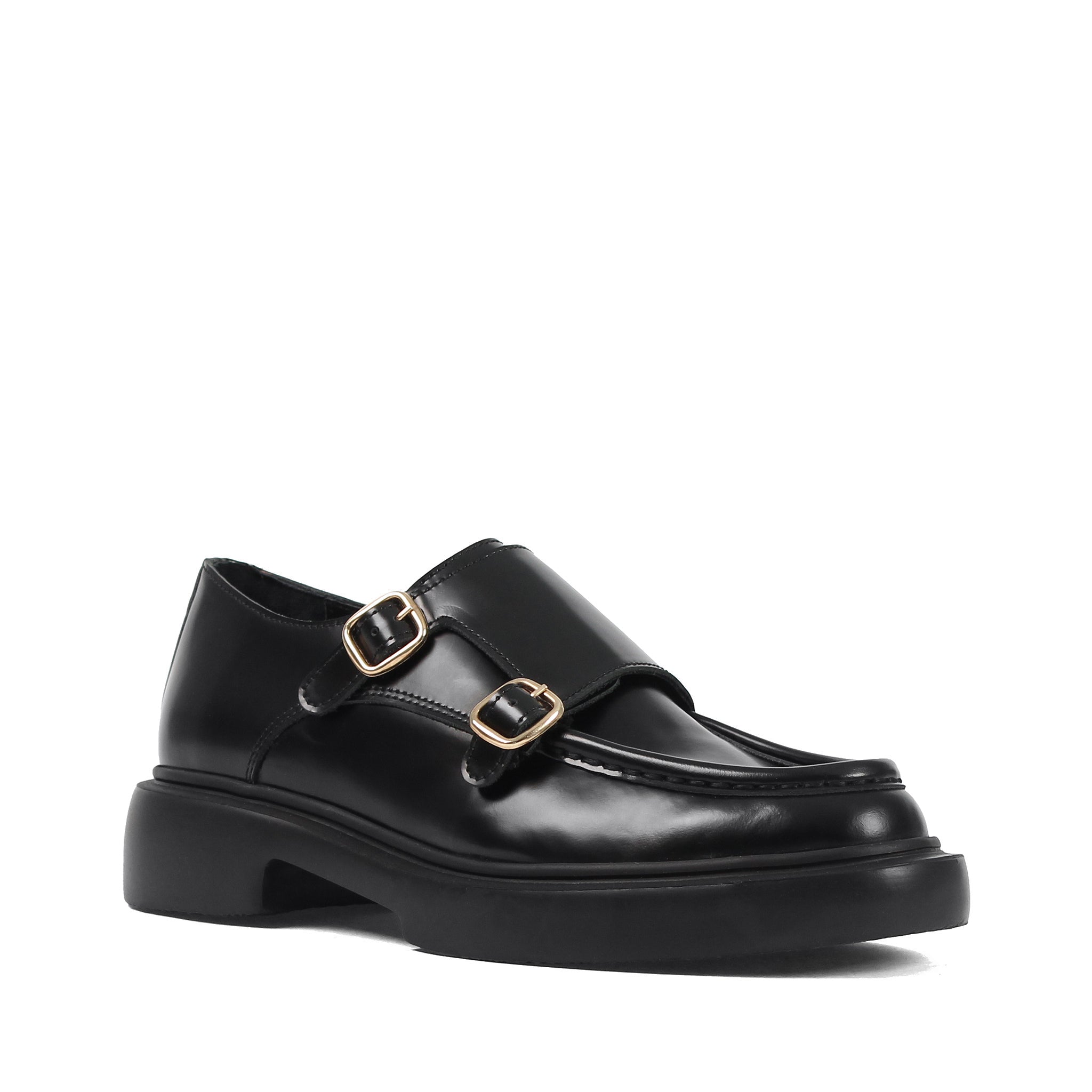 Herren Schuhe aus schwarzem Florantic-Leder mit Doppelmonk-Verschluss (064-1046)