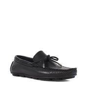 Men’s Black Leather Driving Loafers – Classic Moccasins with Bow (764-5400)
