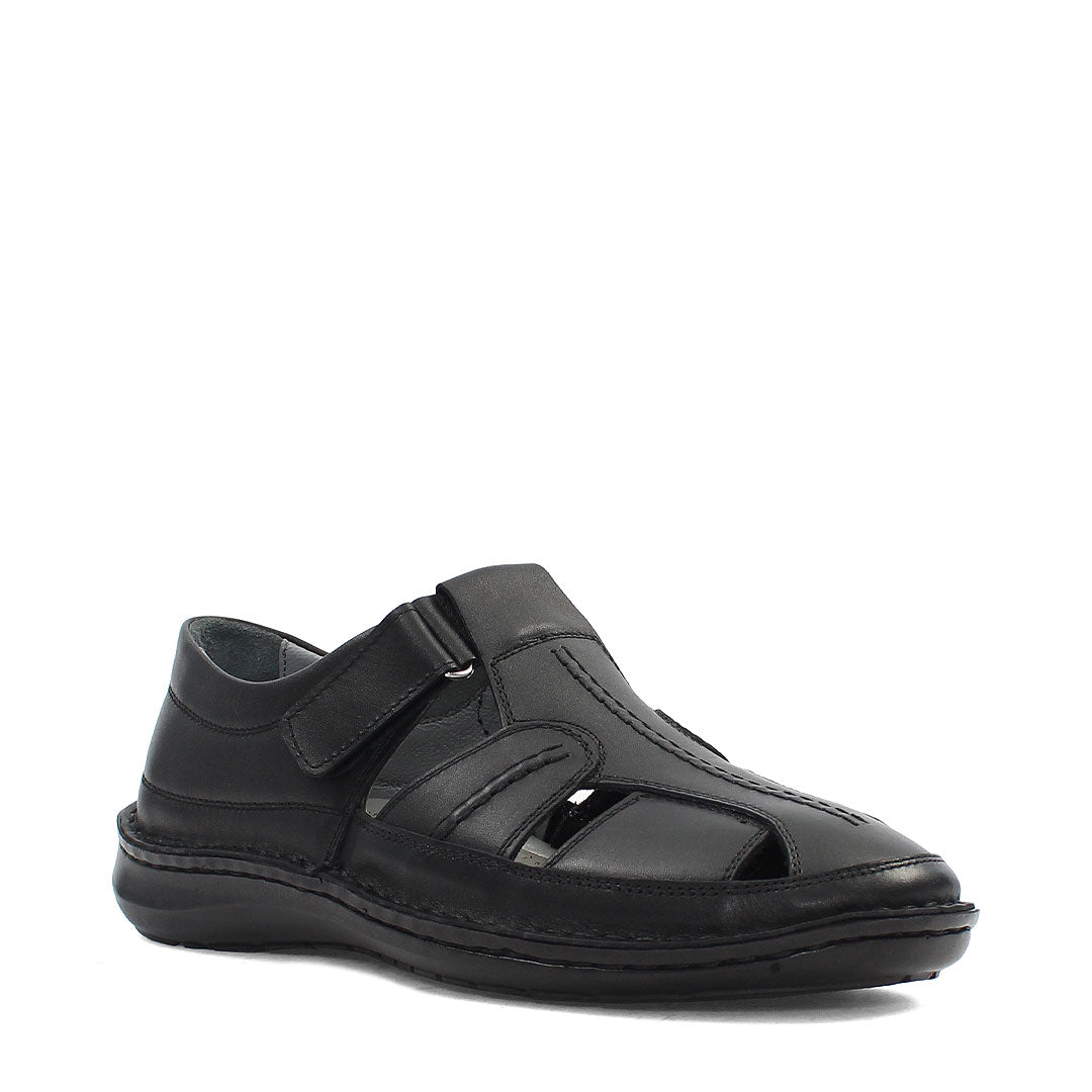 Herren Fischer-Sandalen Schwarz – Atmungsaktive Lederschuhe für den Sommer (763-5301)