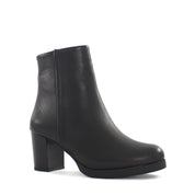 Damen Schwarze Leder-Stiefeletten mit Blockabsatz (625-23945)