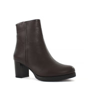 Damen Braune Leder-Stiefeletten mit Blockabsatz (625-23945)