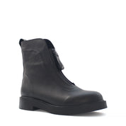 Damen Schwarze Lederstiefeletten mit Reißverschluss (338-23422)