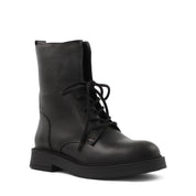 Damen Schwarze Leder-Schnürstiefel (376-20434)