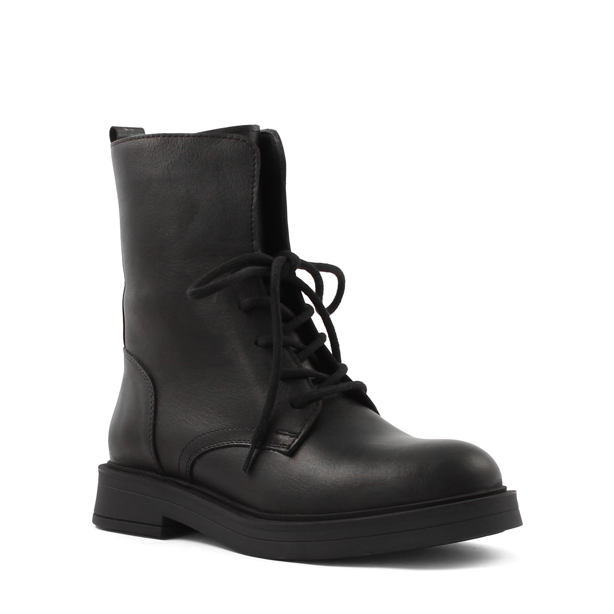 Damen Schwarze Leder-Schnürstiefel (376-20434)