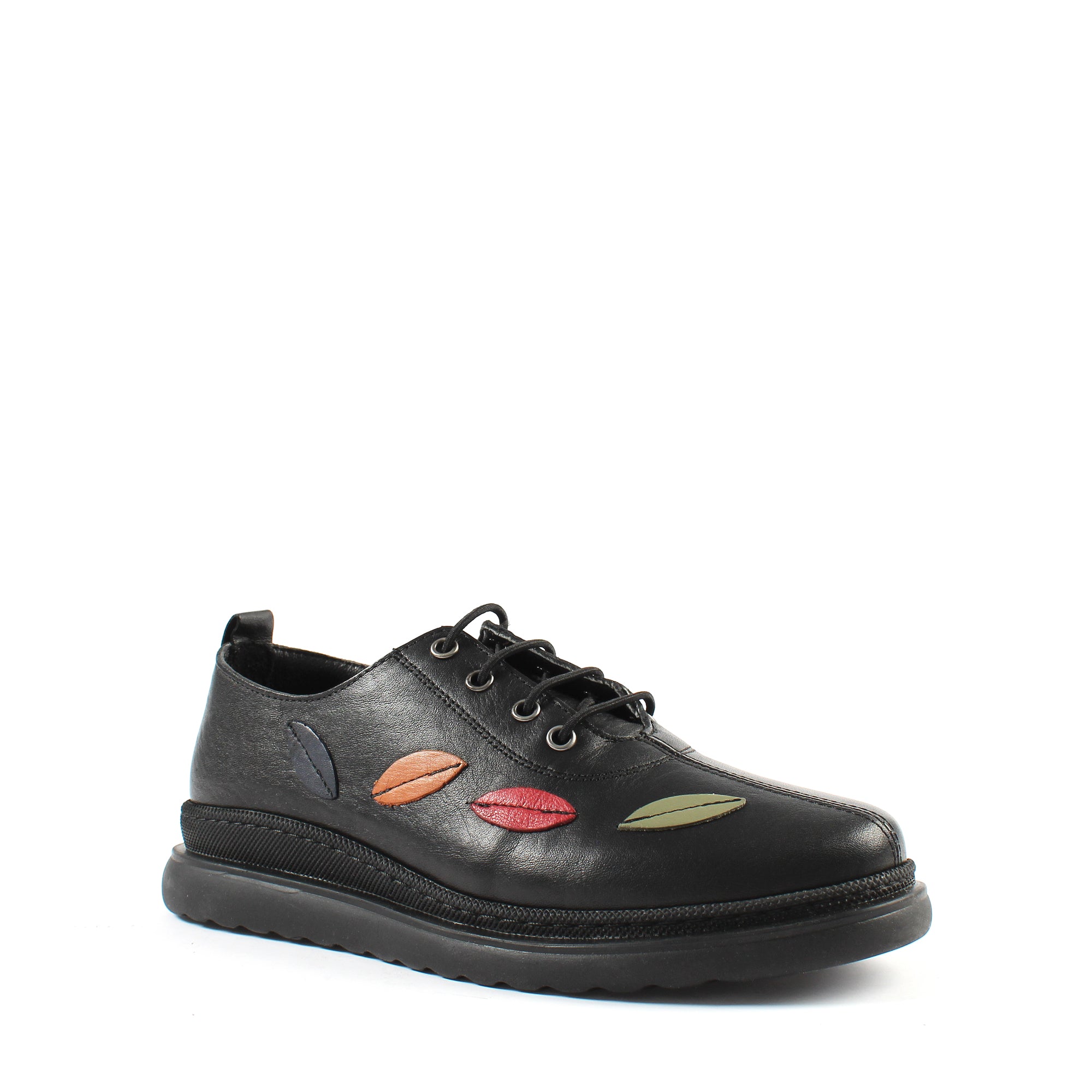 Damen Schwarze Leder-Freizeitschuhe (719-27320)