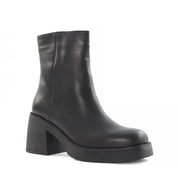 Damen Schwarze Lederstiefel mit Blockabsatz (720-27426)