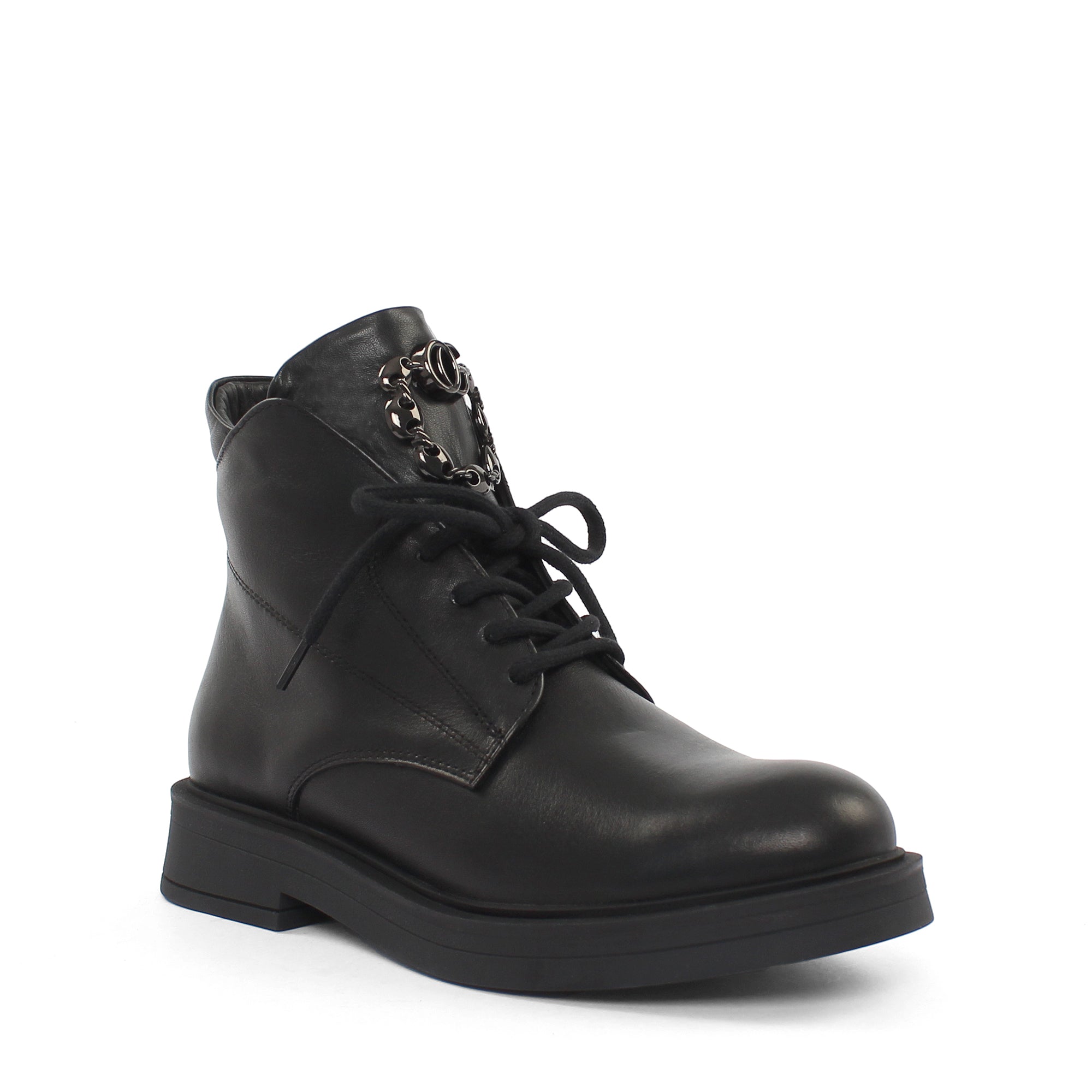 Women's Black Leather Boots (376-20436)