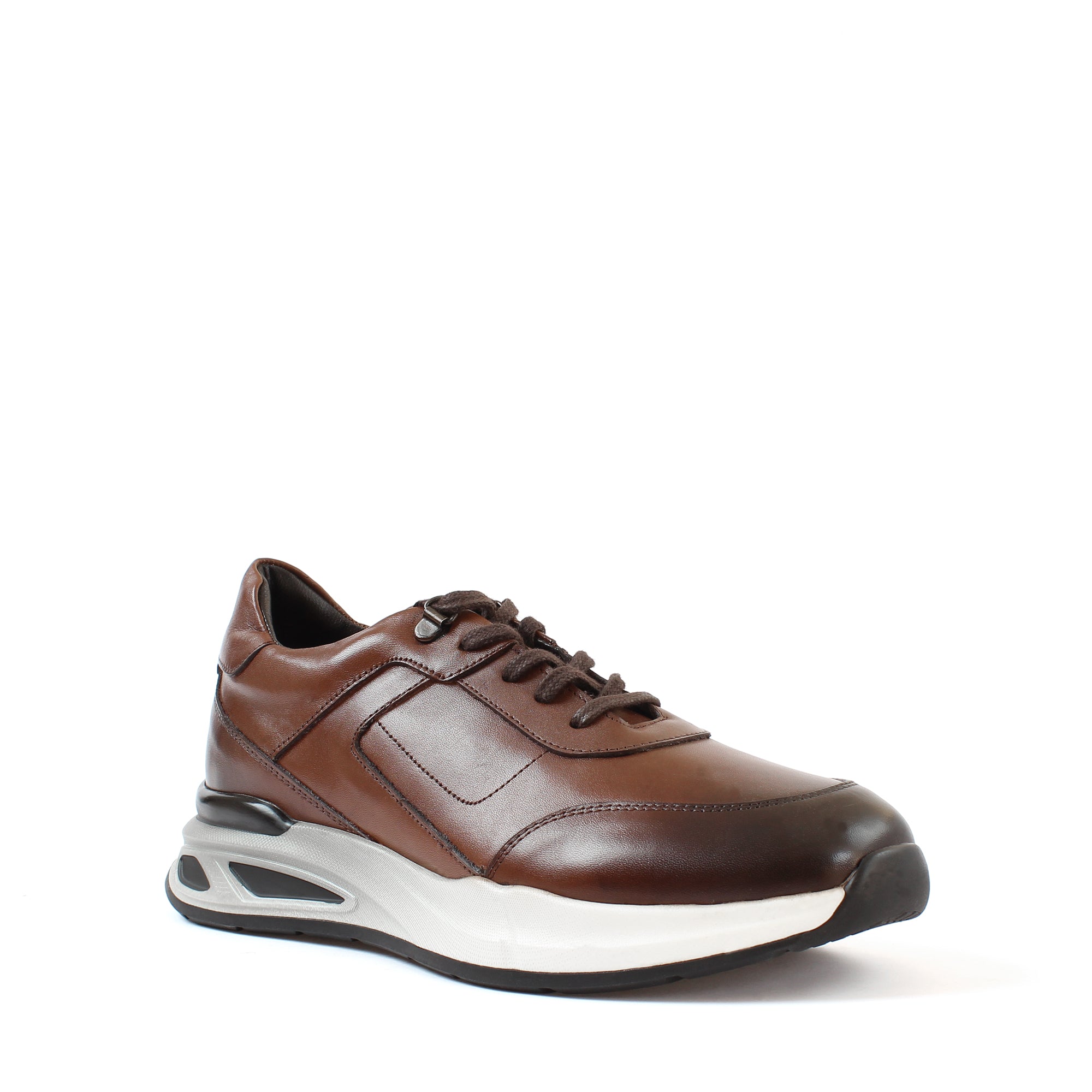 Herren Braune Leder-Sneaker mit EVA-Sohle