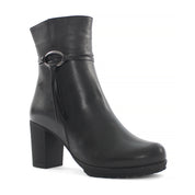 Damen Schwarze Leder-Stiefeletten mit Blockabsatz (669-22621)