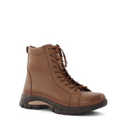Damen Walnussbraune Leder-Stiefeletten mit flacher Sohle (727-28602)