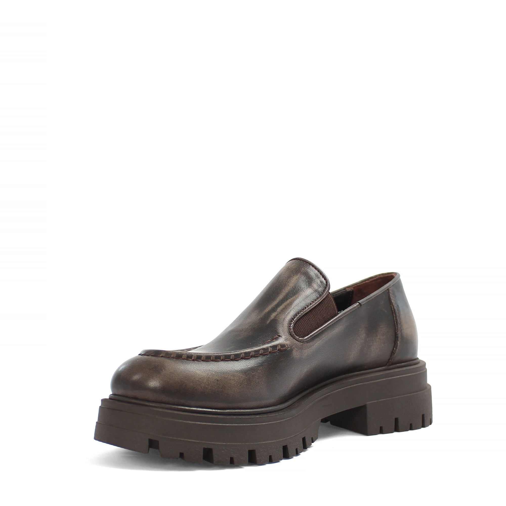 Women's Anthracite Leather Loafers (029-20154)