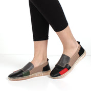 Damen Schwarze Ballerinas mit Multicolor-Akzenten (383-20901)