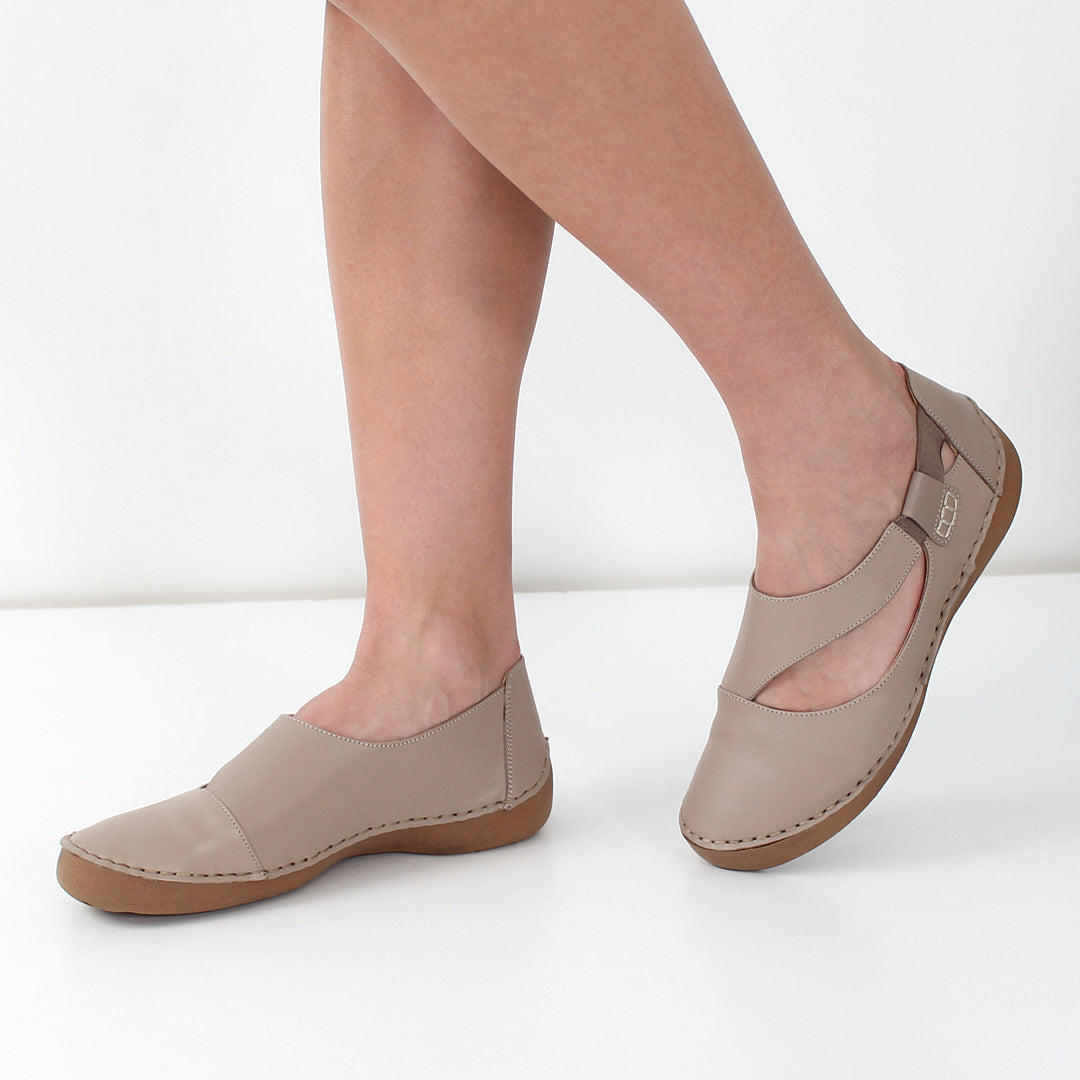 Damen Nerze Leder-Ballerinas mit Komfort-Absatz (383-20964)