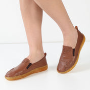 Damen Hellbraune Leder-Ballerinas für Freizeit (383-4035)