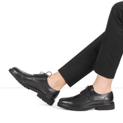 Herren Derby-Schuhe aus schwarzem Glattleder mit Kappnaht und EVA-Sohle (395-2888)