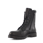 Damen Schwarze Leder Winterstiefel mit Warmem Futter (625-23919)