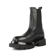 Damen Schwarze Leder-Chelsea-Stiefel mit Plateau (716-26805)