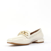 Women's Beige Patent Leather Loafers (686-29200)