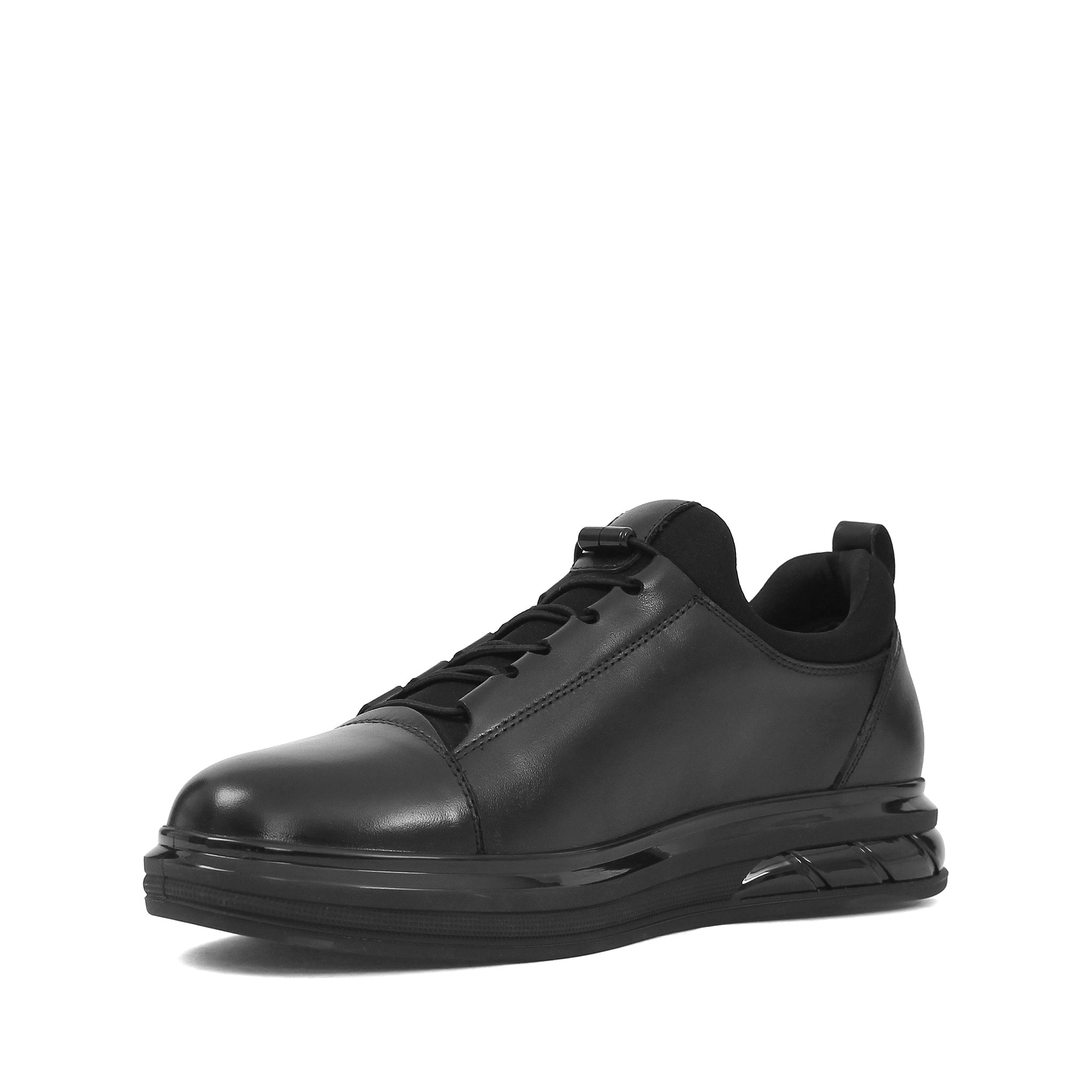 Herren Low-Top Sneaker aus schwarzem Leder mit elegantem Design (691-3441)