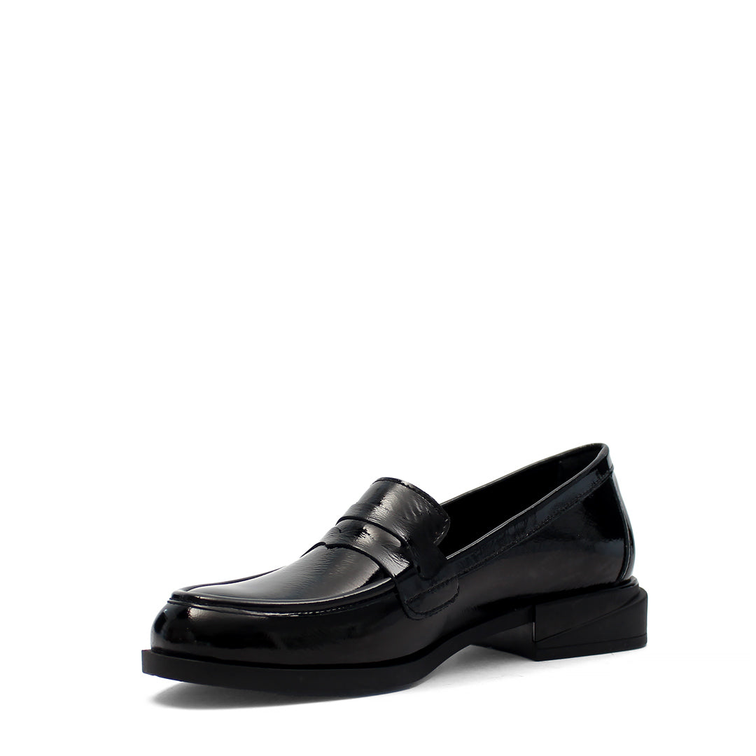Damen Schwarze Lackleder Loafer (494-25829)