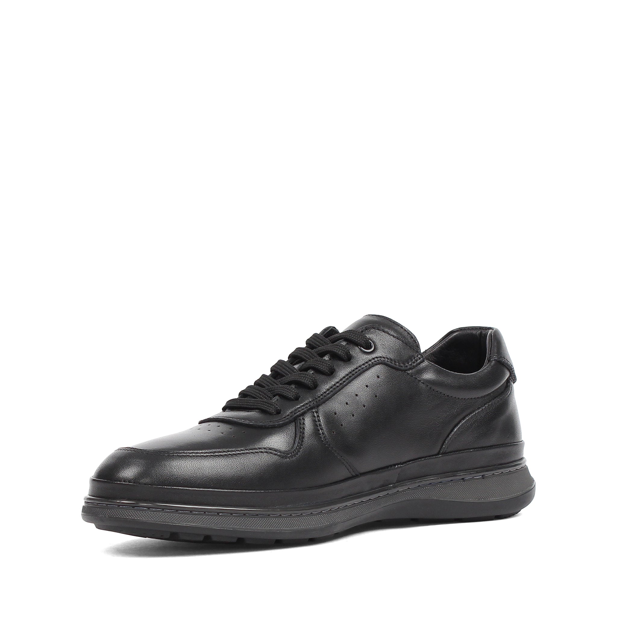 Herren Sneaker aus schwarzem Leder mit Schnürung (550-4764)