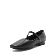 Damen Ballerinas aus Leder in Schwarz mit Riemenverschluss (085-29403)