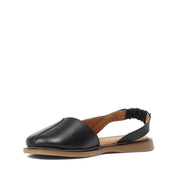 Women's Black Leather Sandals with Adjustable Buckle (541-23074)
