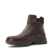 Damen Braune Leder-Stiefeletten mit Flacher Sohle (727-28603)