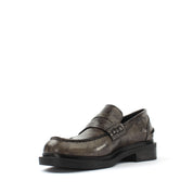 Women's Gray Leather Loafers (029-20143)