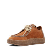 Damen Schnürschuhe Hellbraun Wildleder mit Kork-Gummisohle (759-33508)