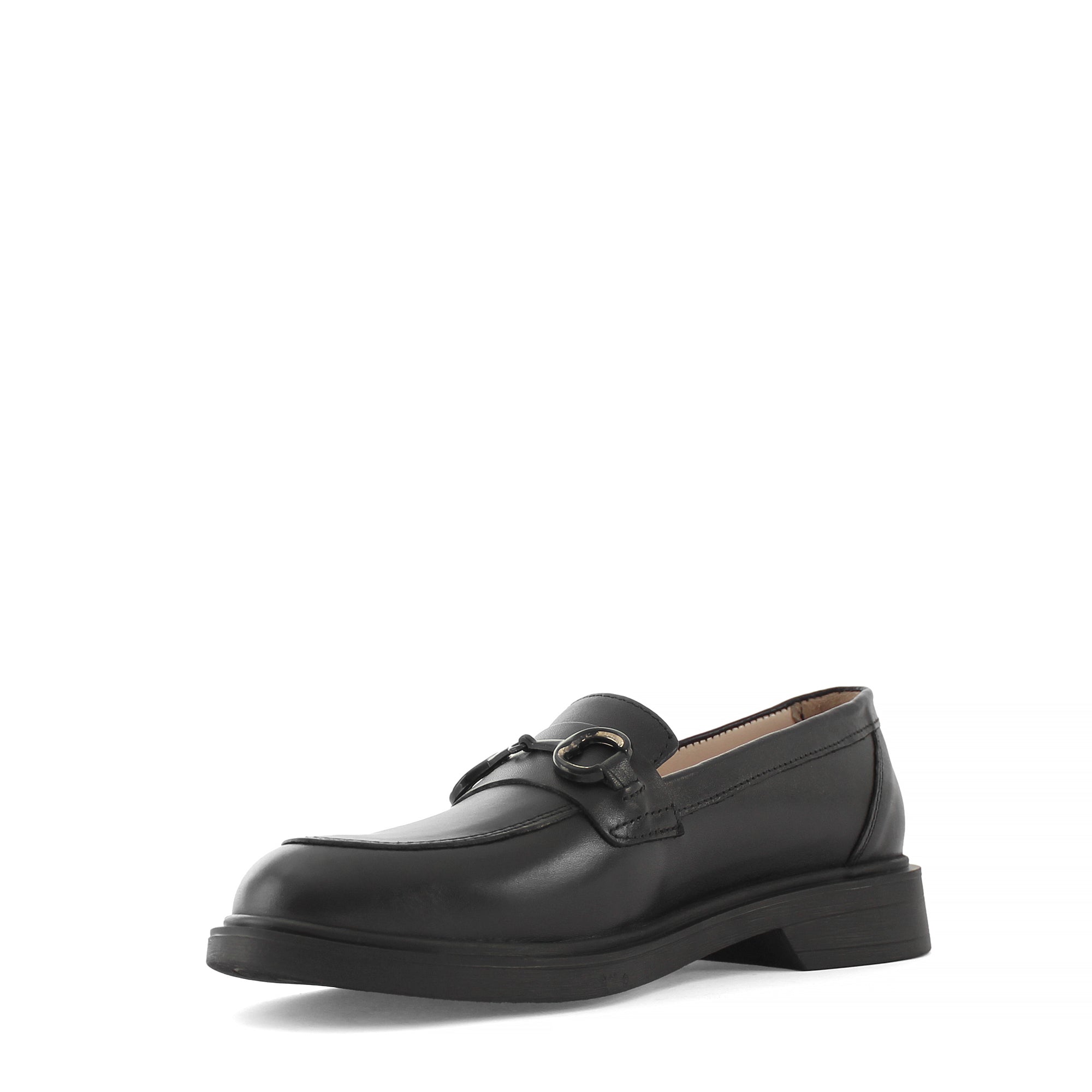 Damen Schwarze Leder Loafer mit Stilvollem Akzent (494-25824)