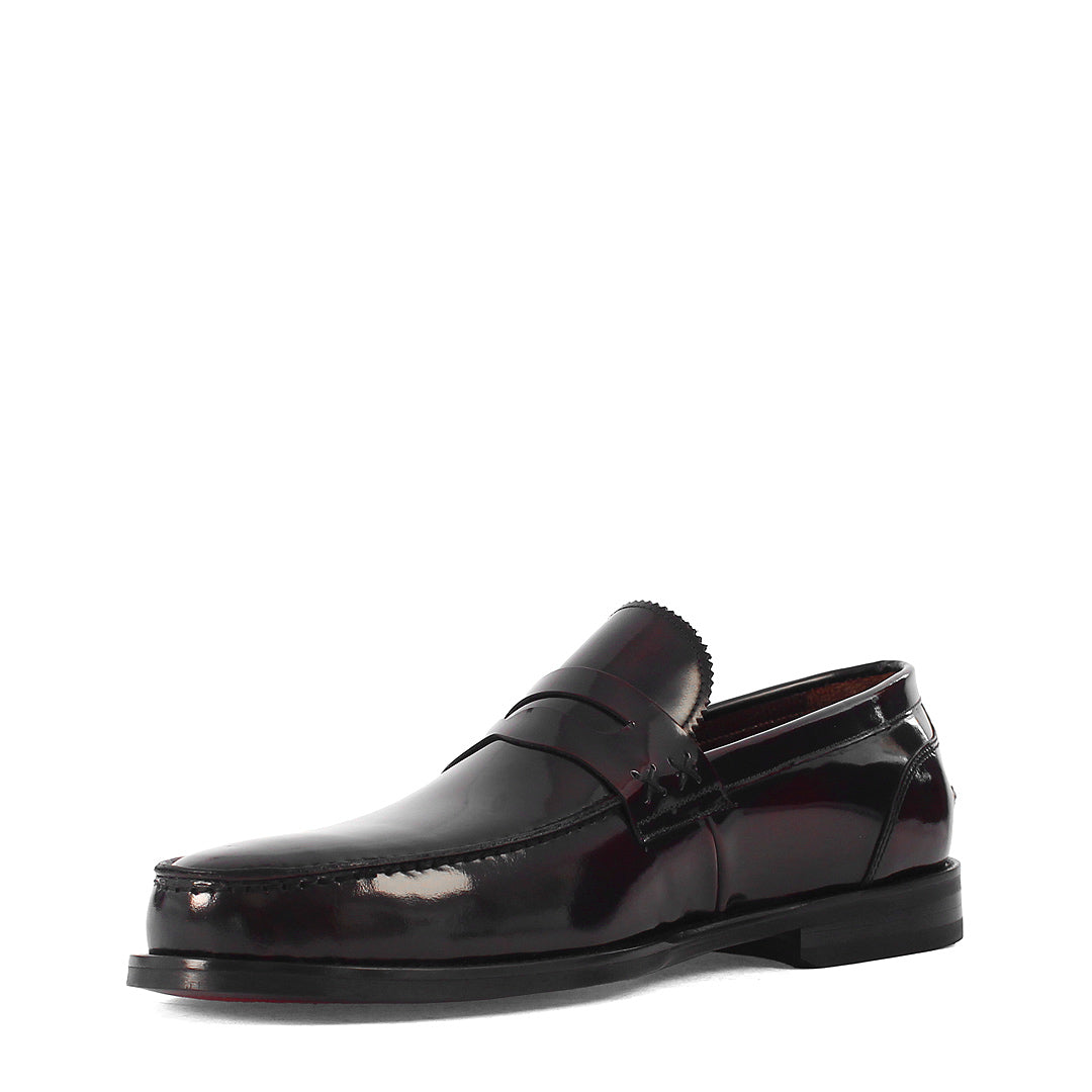 Herren Slipper aus burgunderfarbenem Lackleder – Elegante Loafer (747-4537)